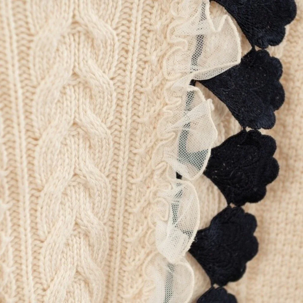 J. Crew Embellished cable sweater size XL
